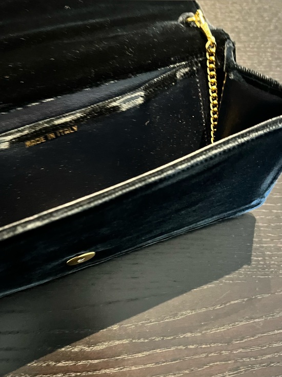Vintage MM Morris Moskowitz BlueVelvet Clutch Purse  Blue Velvet Clutch with Gold \'M\' Accent